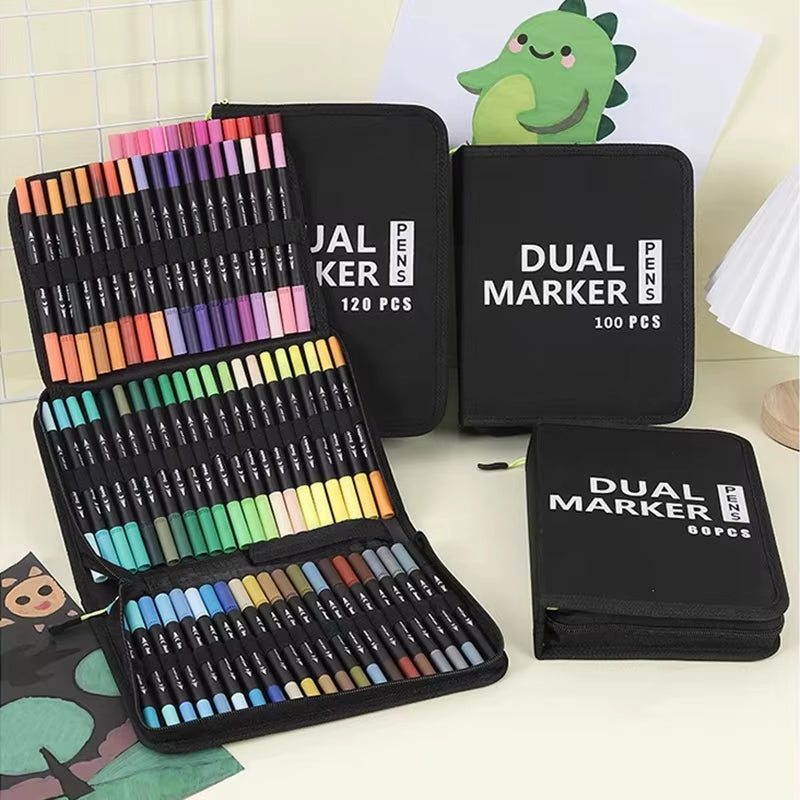 72/100/120/168Colors Markers Set Double Ended Manga Art Brush Pen Set Childrenschool Accessories Art Supplies Drawing Stationery