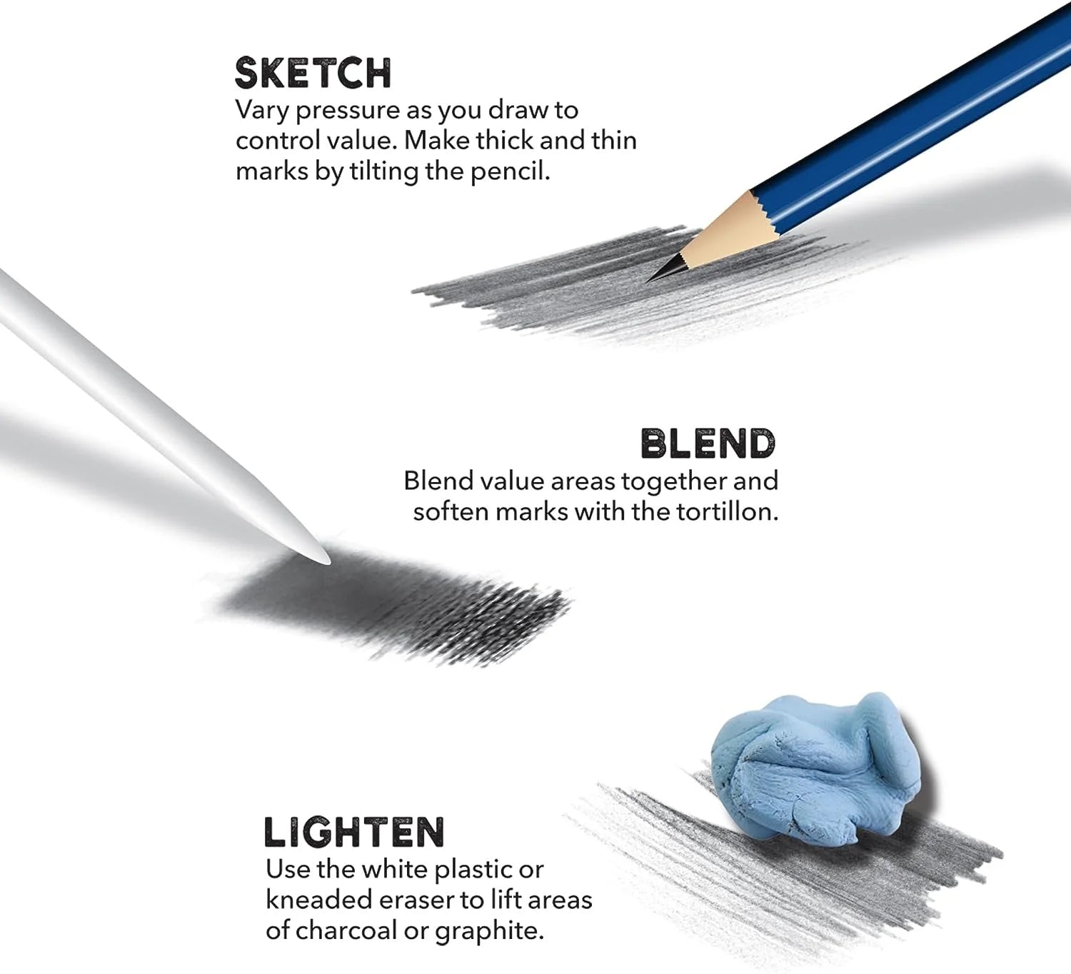 Charcoal Pencil Sketching and Drawing Set, 39 Piece Learn to Draw Art Kit for Kids, Teens, & Adults