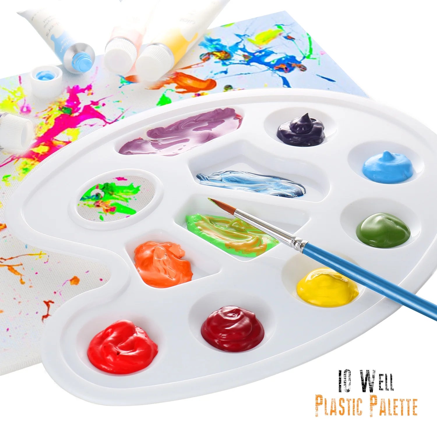 Acrylic Paint Set, 24 Color Craft Paint, with 3 Paint Brushes and Paint Palette