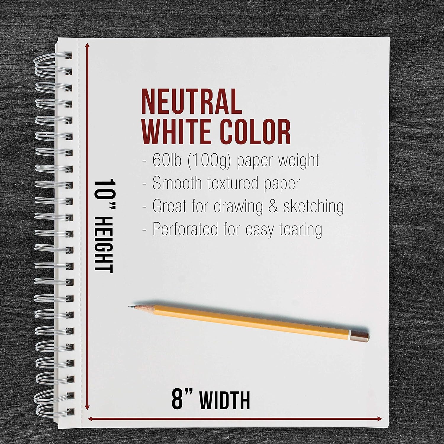 8" X 10" Sketch Book Pad, Pack of 2, 100 Sheets Each, 60Lb (100Gsm) - Spiral Bound Artist Sketching Drawing Paper Pad, Acid-Free - Graphite Colored Pencils, Charcoal - Adults, Students
