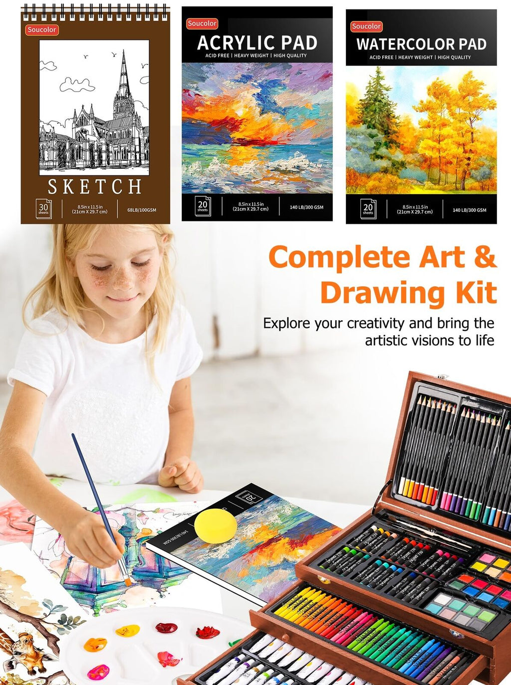 Art Supplies 192-Pack Deluxe Art Set Drawing Painting Supplies Art Kit With