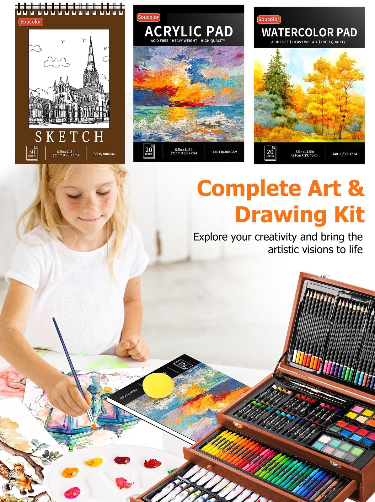 Art Supplies 192-Pack Deluxe Art Set Drawing Painting Supplies Art Kit With