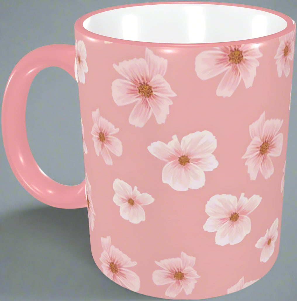 Pink Sakura Cherry Blossom Funny Ceramic Coffee Mug Dishwasher and Microwave Safe Novelty Gifts for Women Men Office and Home Kitchen Decor, One Size