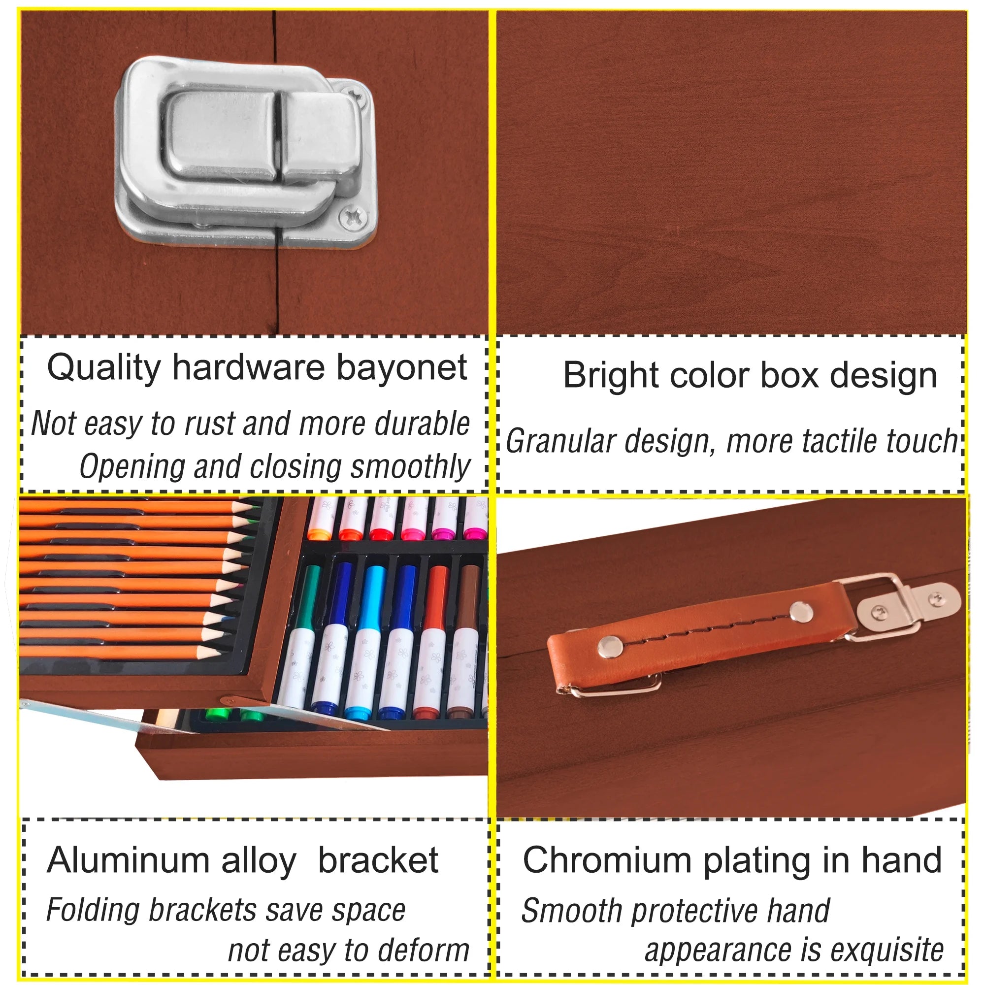 Art Set for Kids,  Art Supplies Case - 139 Piece Arts & Crafts Kit with Sketch Pads, Deluxe Portable Double Layers Wooden Gift Box for Artist Beginners Kids Girls Boys (Brown)