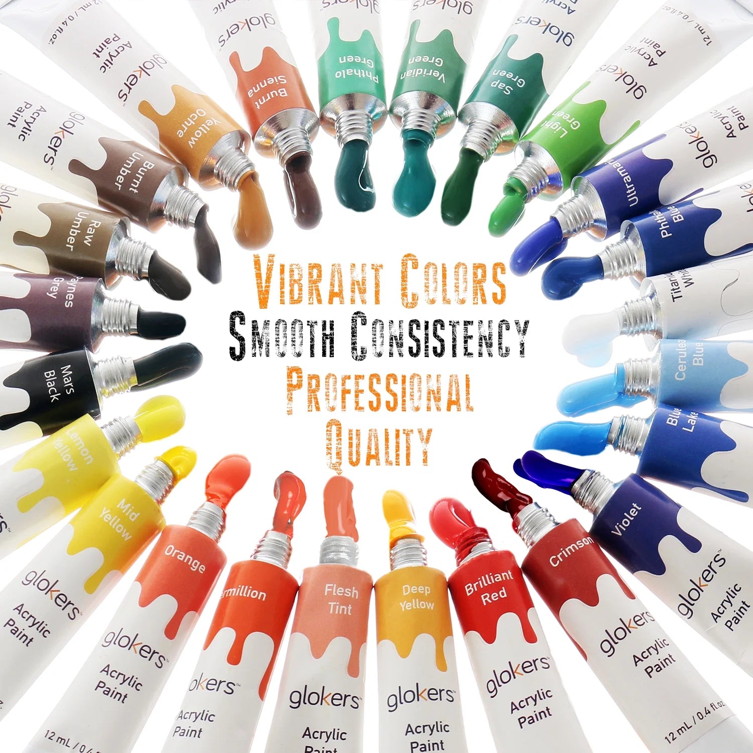 Acrylic Paint Set, 24 Color Craft Paint, with 3 Paint Brushes and Paint Palette