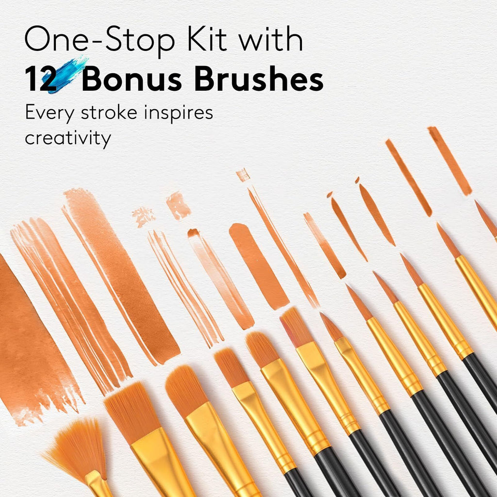 Acrylic Paint Set, 80 Colors (2 Oz/Bottle) with 12 Art Brushes, Art Supplies ...