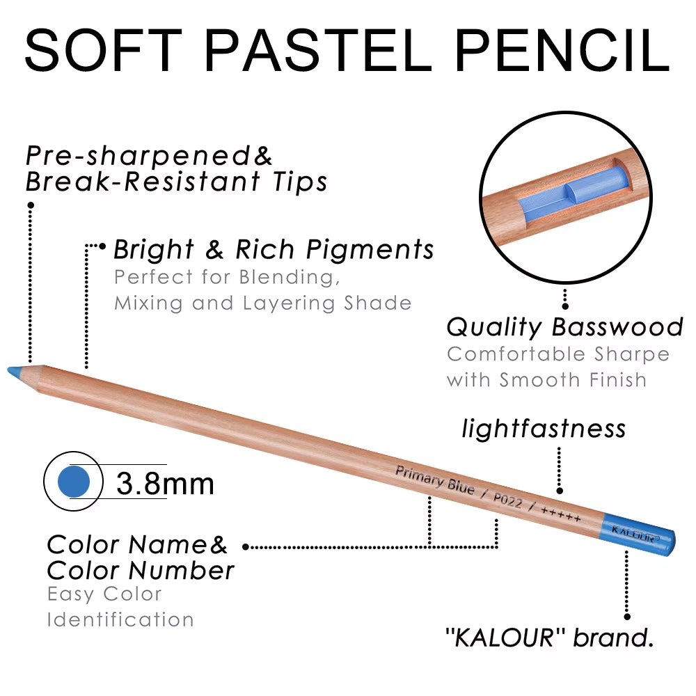 KALOUR 50 Piece Professional Soft Pastel Colored Pencil Wood Skin Tints Pastel Colored Pencils for Artist Coloring Art Supplies