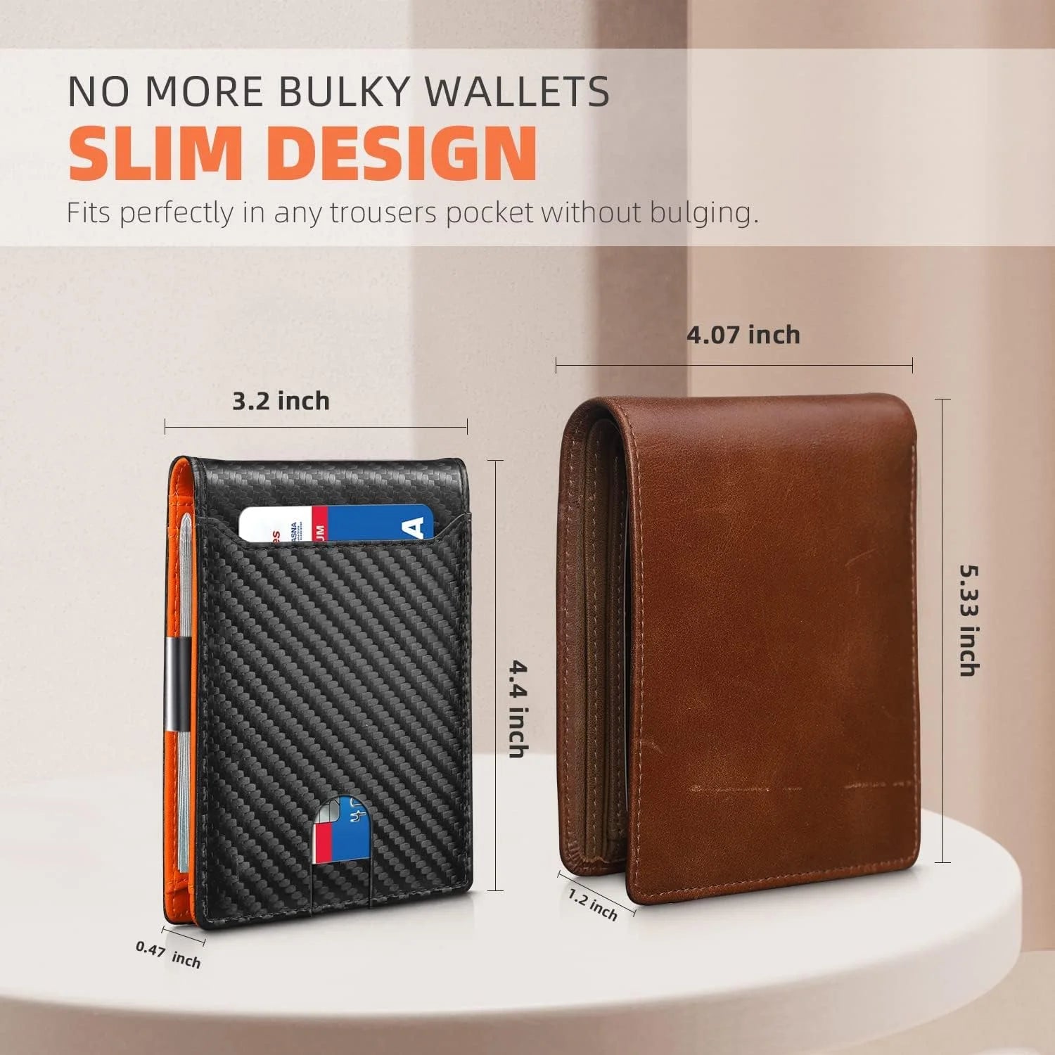 Wallet for Men Slim, Leather Mens Wallet RFID Blocking Credit Card Holder with Money Clip, Best Gift
