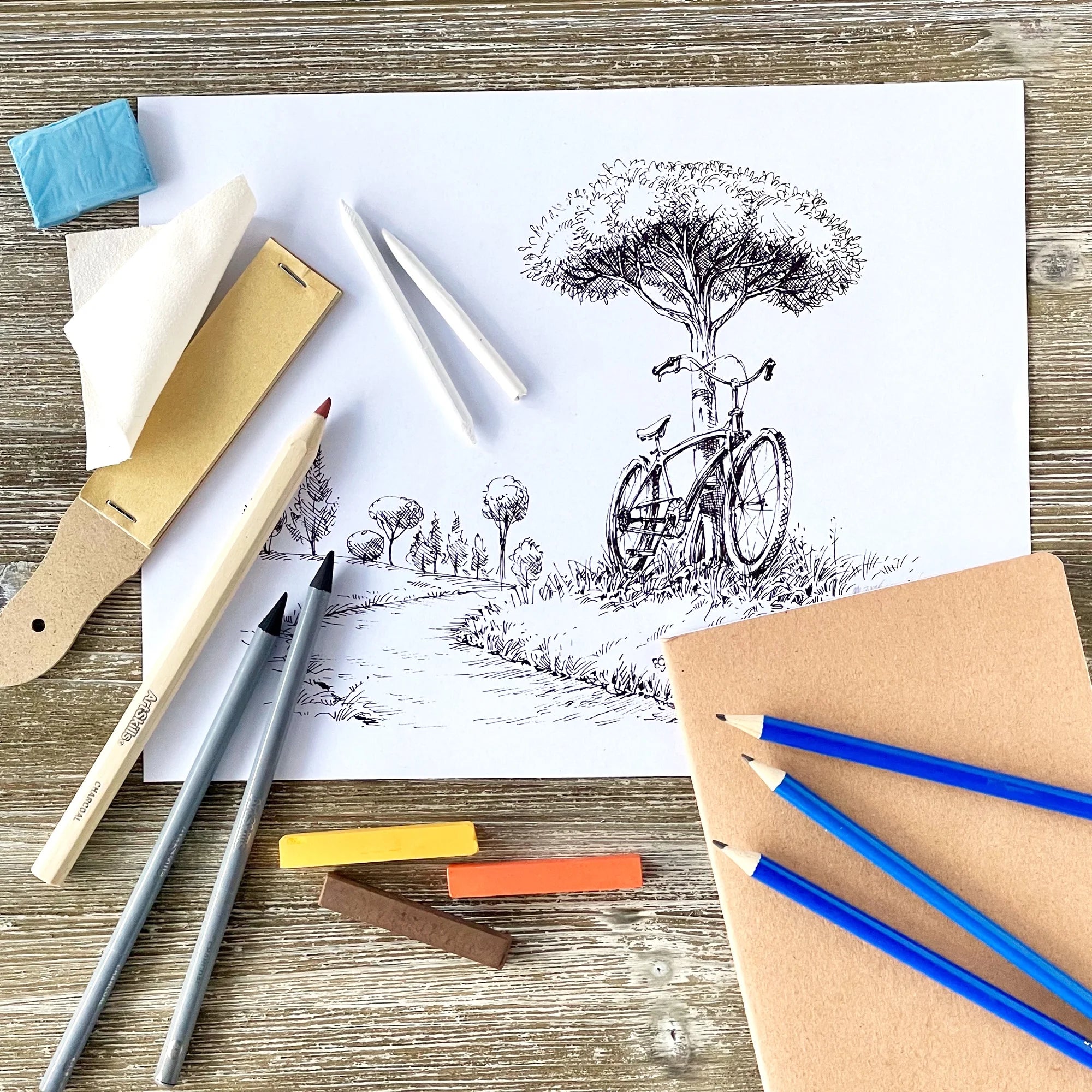Charcoal Pencil Sketching and Drawing Set, 39 Piece Learn to Draw Art Kit for Kids, Teens, & Adults