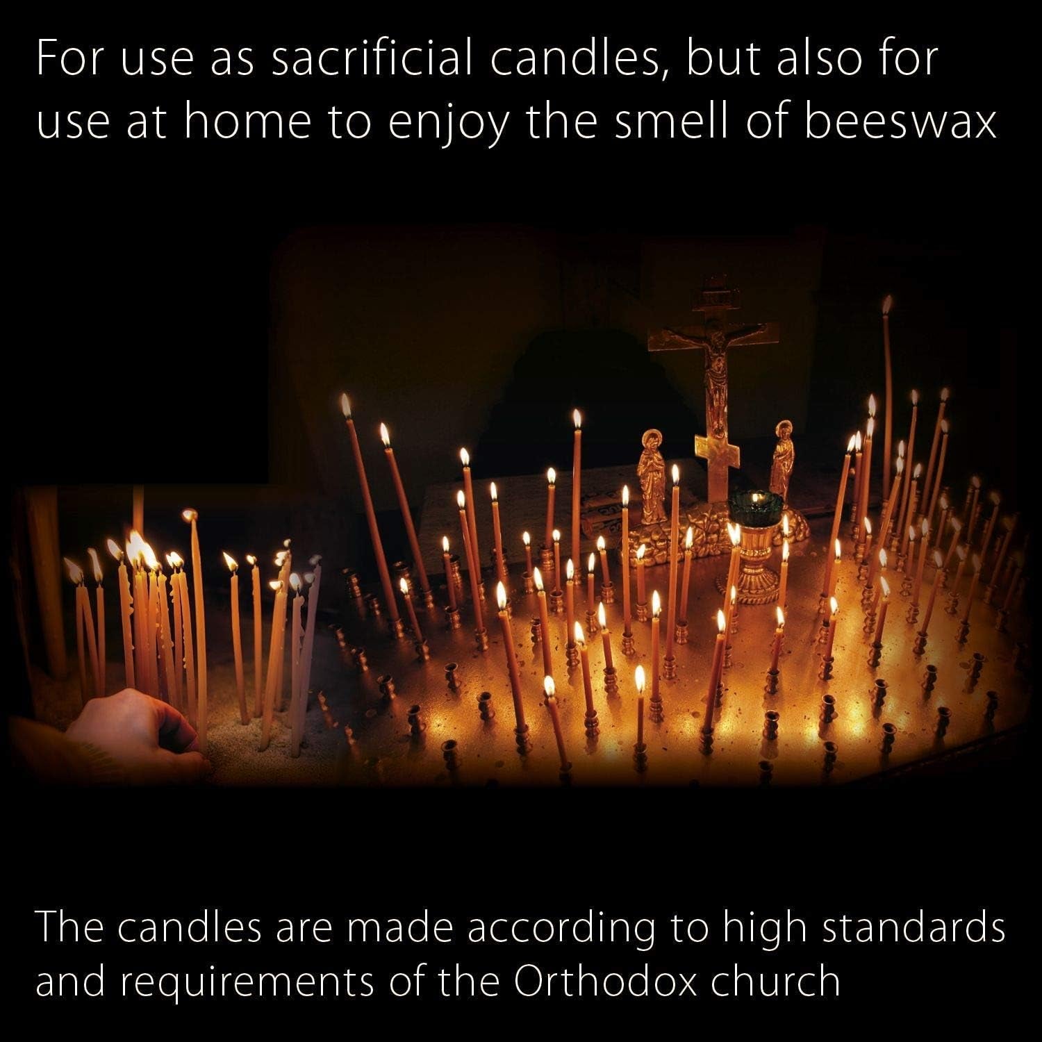 Pure Beeswax Candles - No-Drip, Smoke-Less, Tall, Thin Taper Candles – Decorative Candles for Church Prayer, Decor or Birthday Candles – Honey Scented Candles – 6.3”X0.2” (Black,50Pcs)