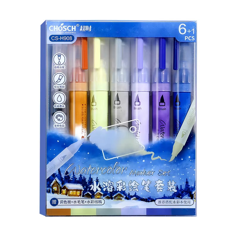 Back to School Accessories Aesthetic Stationery Graffiti Watercolor Markers Brush Tip Pens Art Supplies Highlighter Drawing Pens