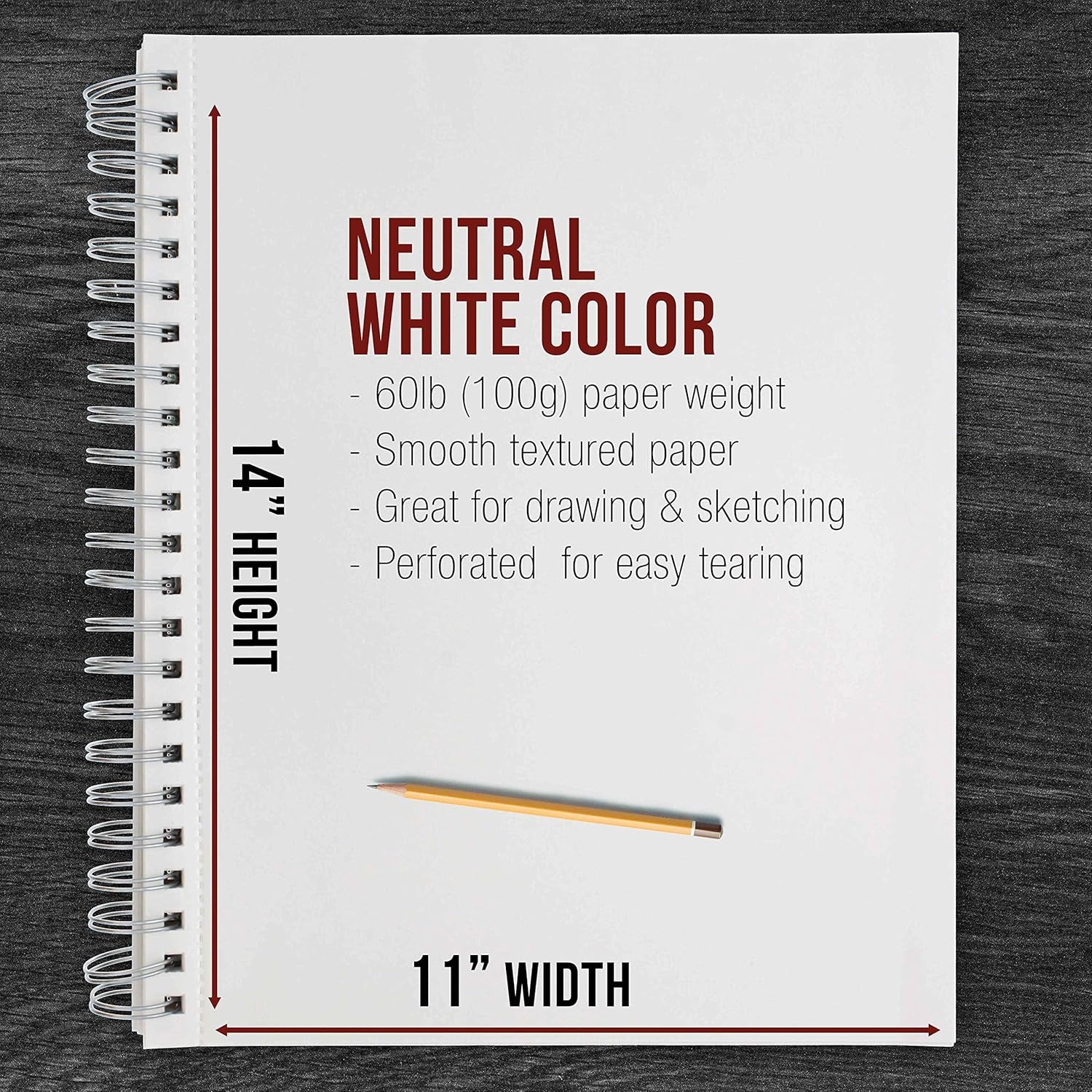 11" X 14" Sketch Book Pad, Pack of 2, 100 Sheets Each, 60Lb (100Gsm) - Spiral Bound Artist Sketching Drawing Paper Pad, Acid-Free - Graphite Colored Pencils, Charcoal - Adults Students