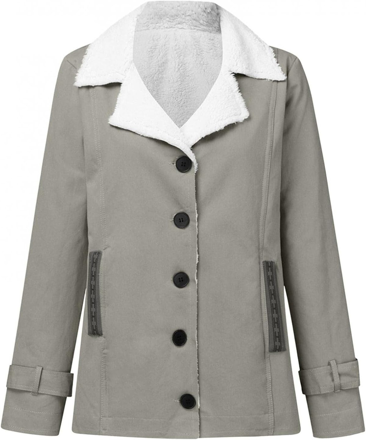 Winter Coats for Women,Womens Winter Warm Coats Lapel Jackets Thicken Fleece Coat Long Sleeve Overcoat Pockets 31