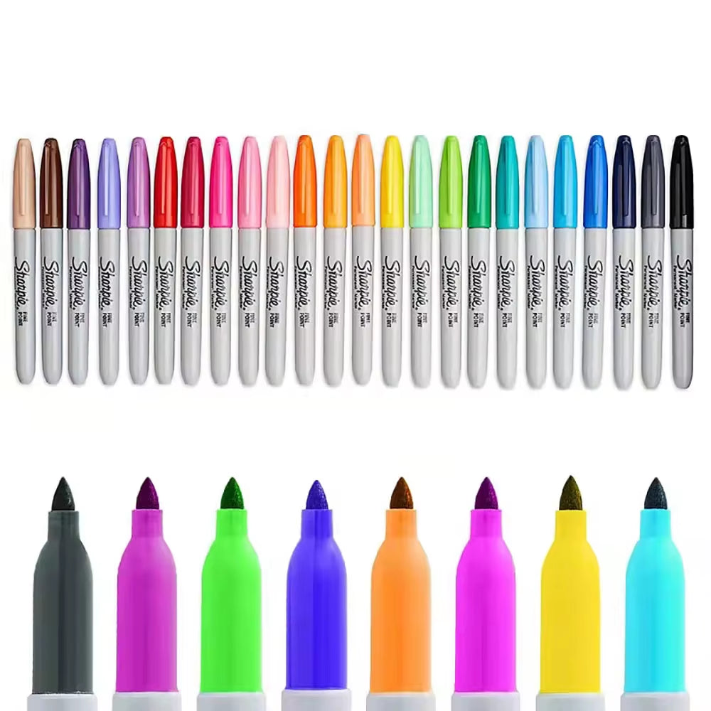 American Sharpie Permanent Markers Set 8/12/24Colors Eco-Friendly Paint Marker Pen Waterproof Stationery Art Supplies