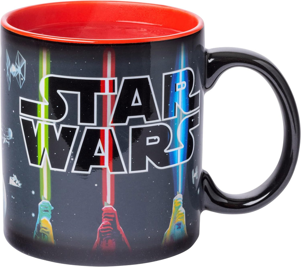 Star Wars Lightsaber Logo Heat Reveal Ceramic Coffee Mug, 20-Ounces