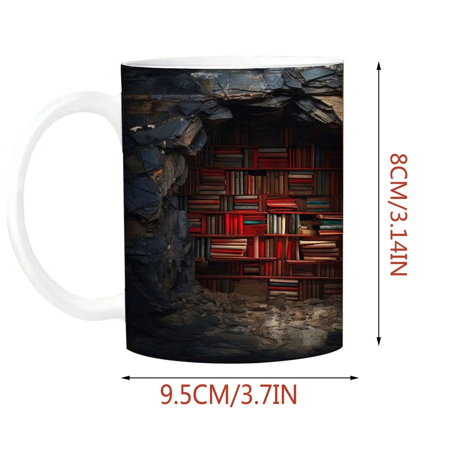 3D Bookshelf Mug 3D Library Bookshelf Mugs Book Lovers Coffee Mug,Creative Space Design Multi - Purpose Ceramic Mug, Cool Gifts for Readers Bookish 3D White Mug