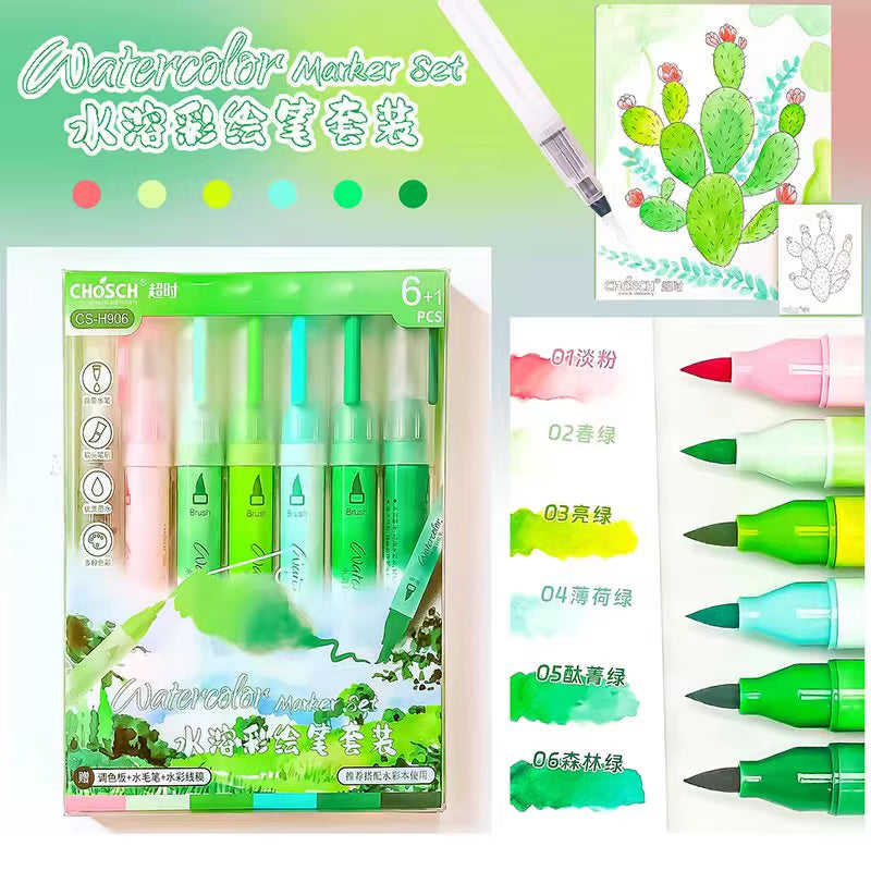 Back to School Accessories Aesthetic Stationery Graffiti Watercolor Markers Brush Tip Pens Art Supplies Highlighter Drawing Pens