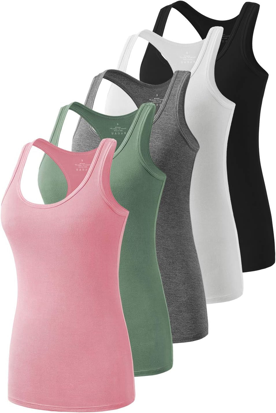Racerback Workout Tank Tops for Women Basic Athletic Tanks Yoga Shirt Sleeveless Exercise Tops 4 Pack