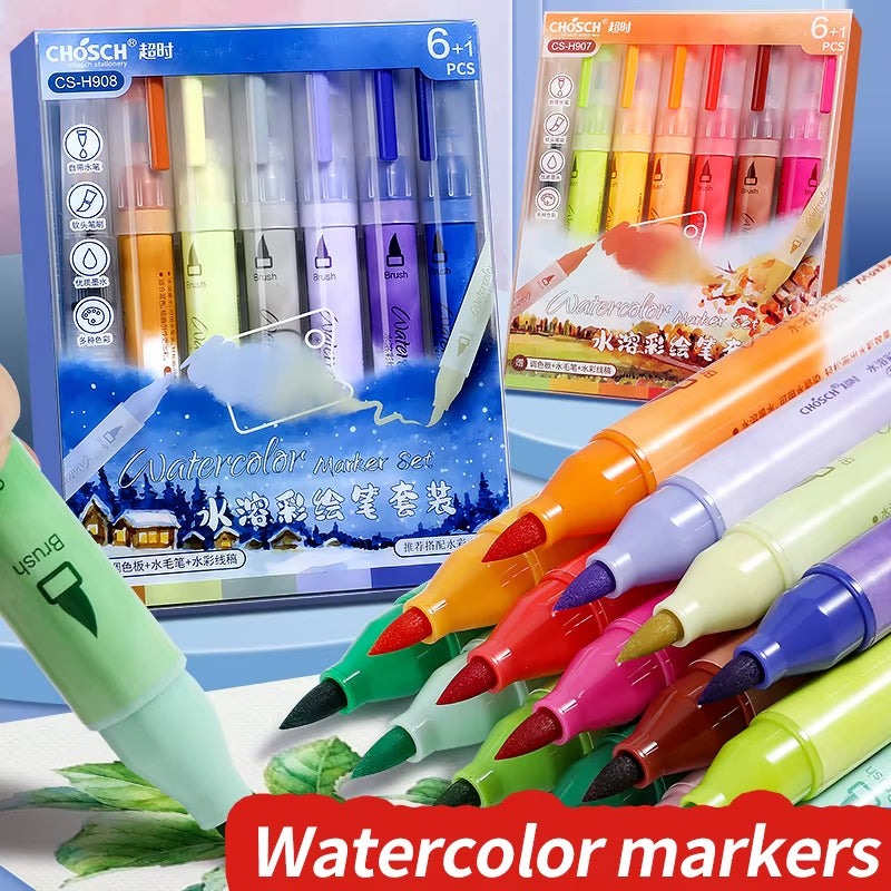 Back to School Accessories Aesthetic Stationery Graffiti Watercolor Markers Brush Tip Pens Art Supplies Highlighter Drawing Pens