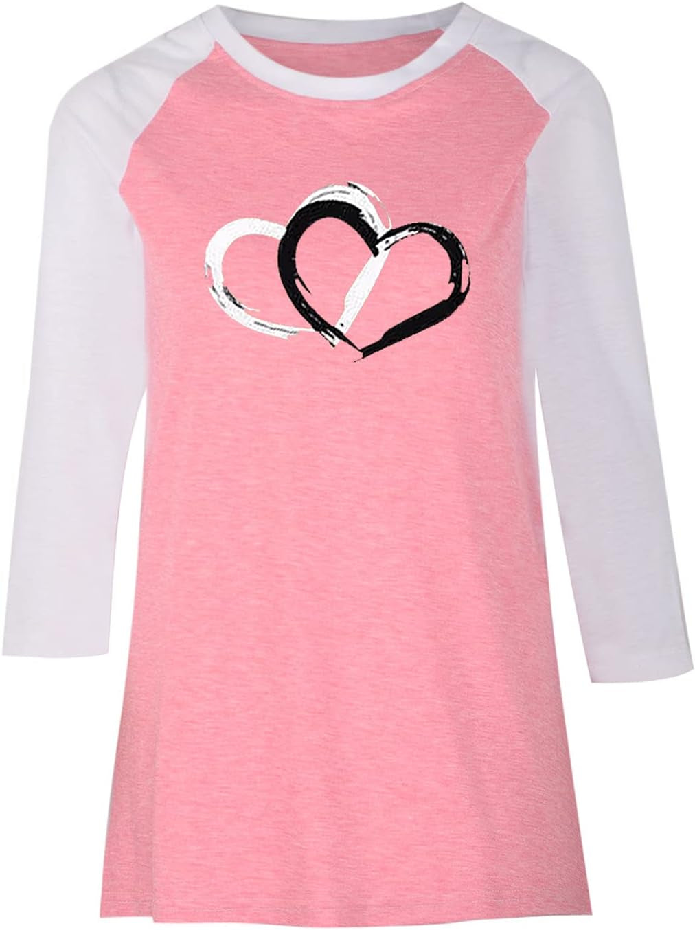 Fashion Crewneck Sweatshirts for Women, Fall Long Sleeve Casual Pullover Tops Ladies Heart Print Loose Comfy Blouses
