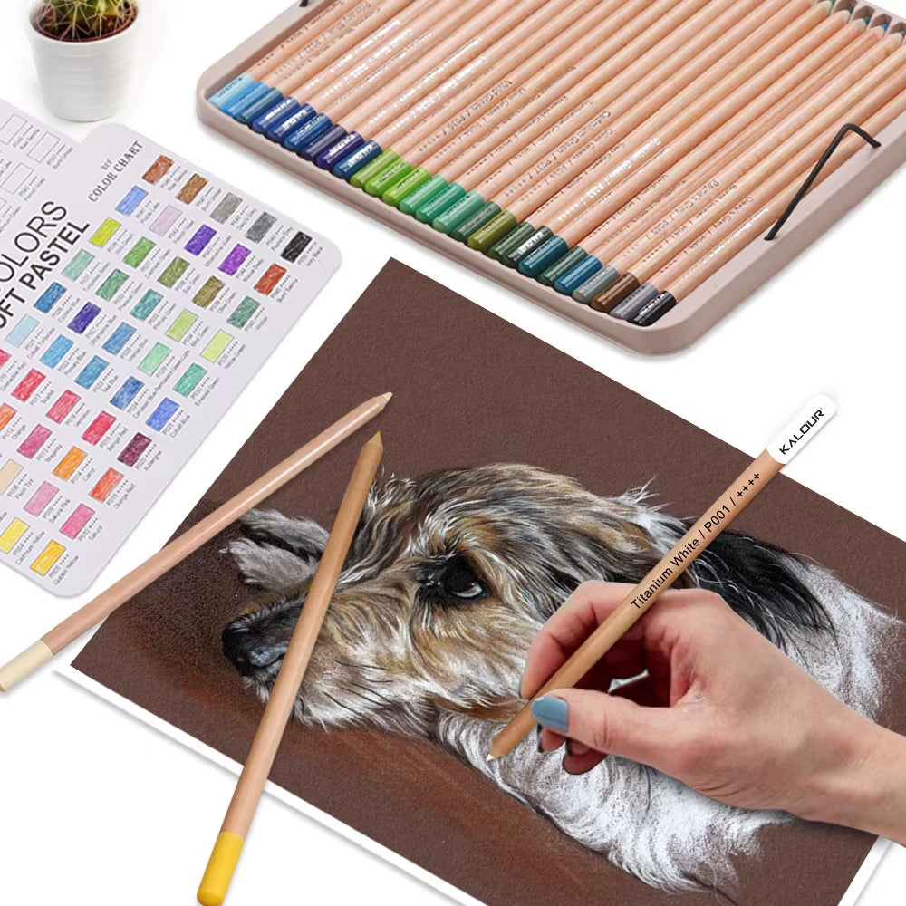KALOUR 50 Piece Professional Soft Pastel Colored Pencil Wood Skin Tints Pastel Colored Pencils for Artist Coloring Art Supplies