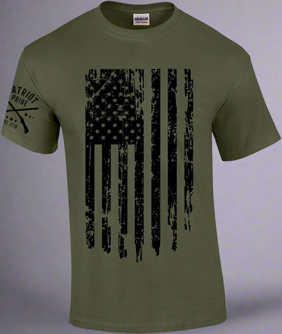 Patriot Pride Men'S Distressed American Flag Patriotic Short Sleeve T-Shirt Graphic Tee