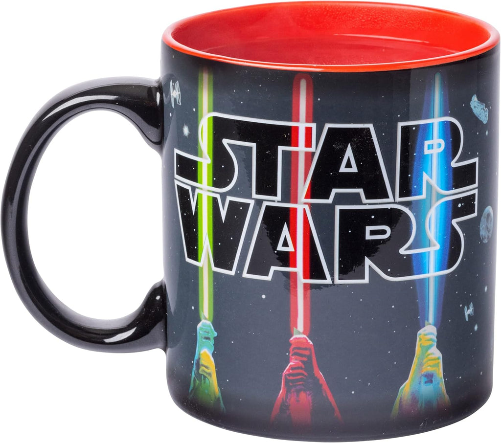 Star Wars Lightsaber Logo Heat Reveal Ceramic Coffee Mug, 20-Ounces