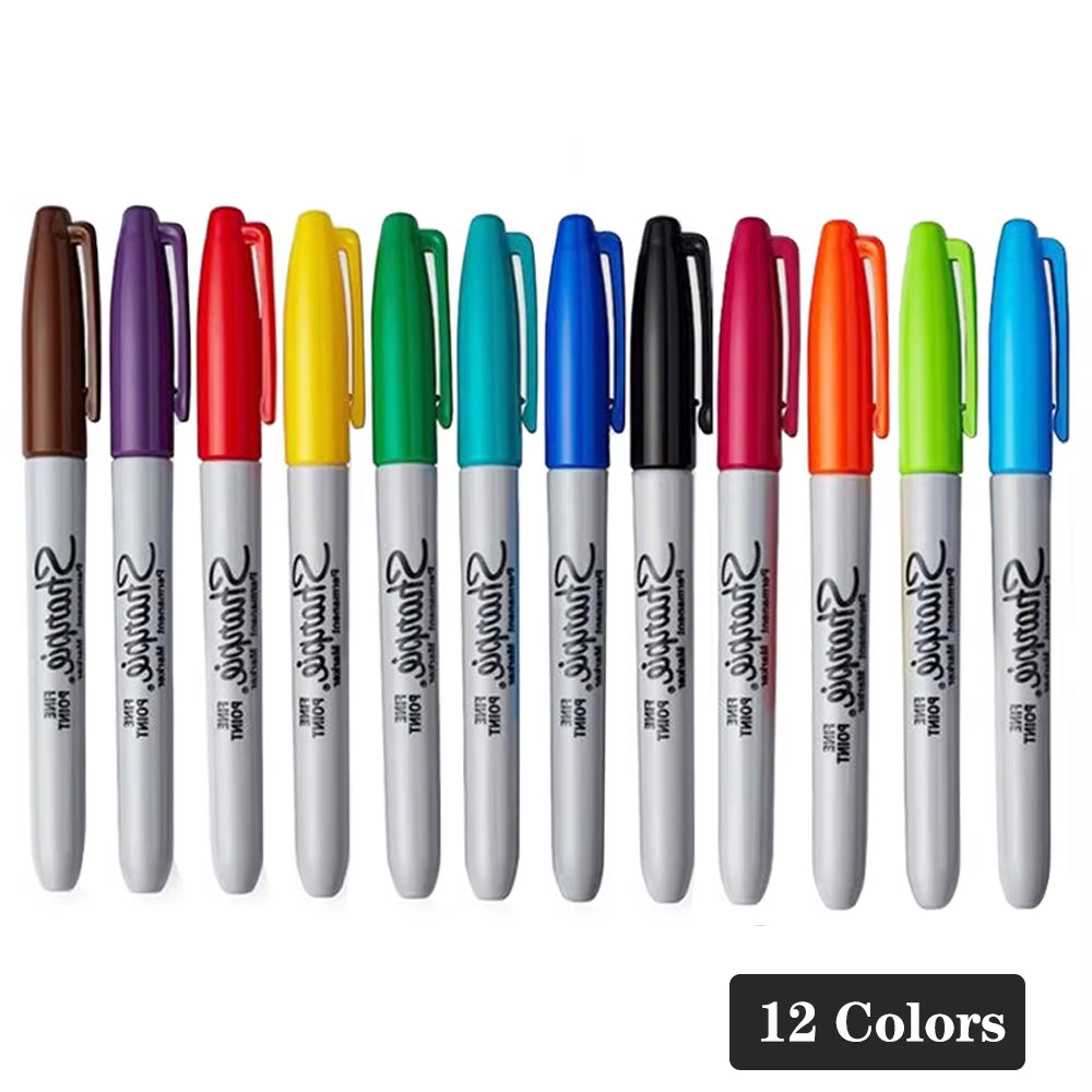 American Sharpie Permanent Markers Set 8/12/24Colors Eco-Friendly Paint Marker Pen Waterproof Stationery Art Supplies