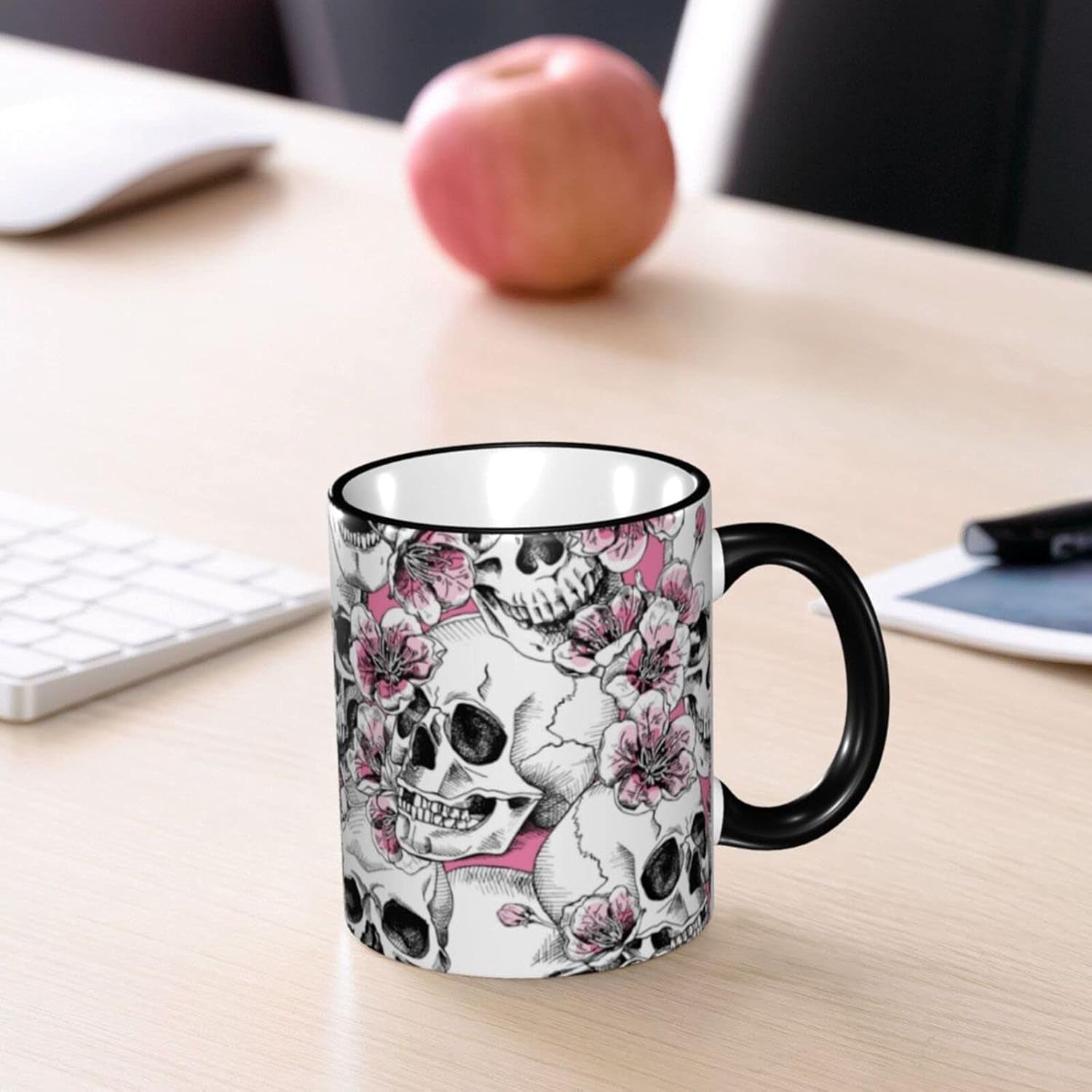 Sugar Floral Skull Funny Ceramic Coffee Mug Dishwasher and Microwave Safe Novelty Gifts for Women Men Office and Home Kitchen Decor