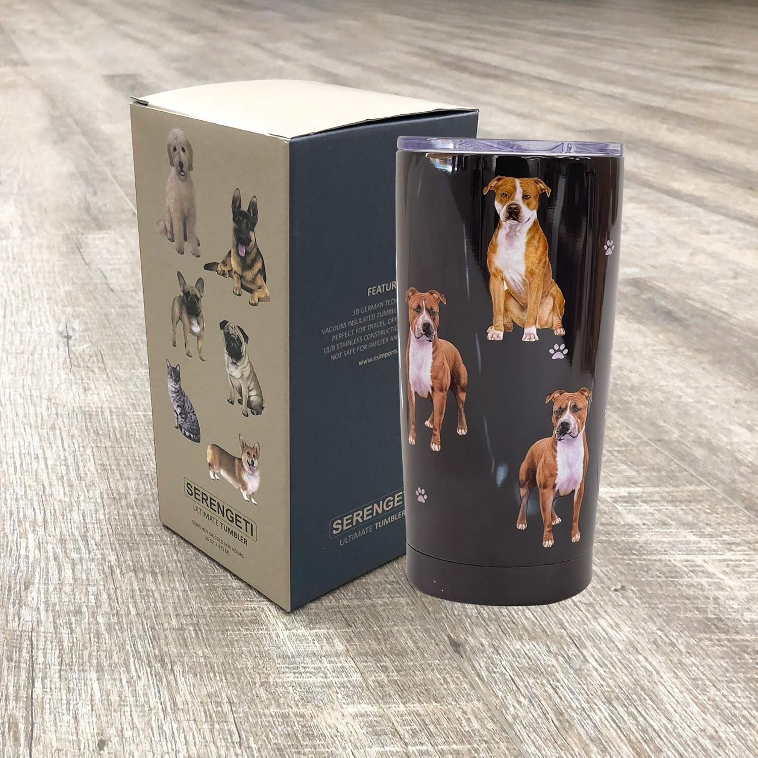 Pitbull  16 Oz. Stainless Steel, Vacuum Insulated Tumbler with Spill Proof Lid - 3D Print - Insulated Travel Mug for Hot or Cold Drinks (Pitbull Tumbler)