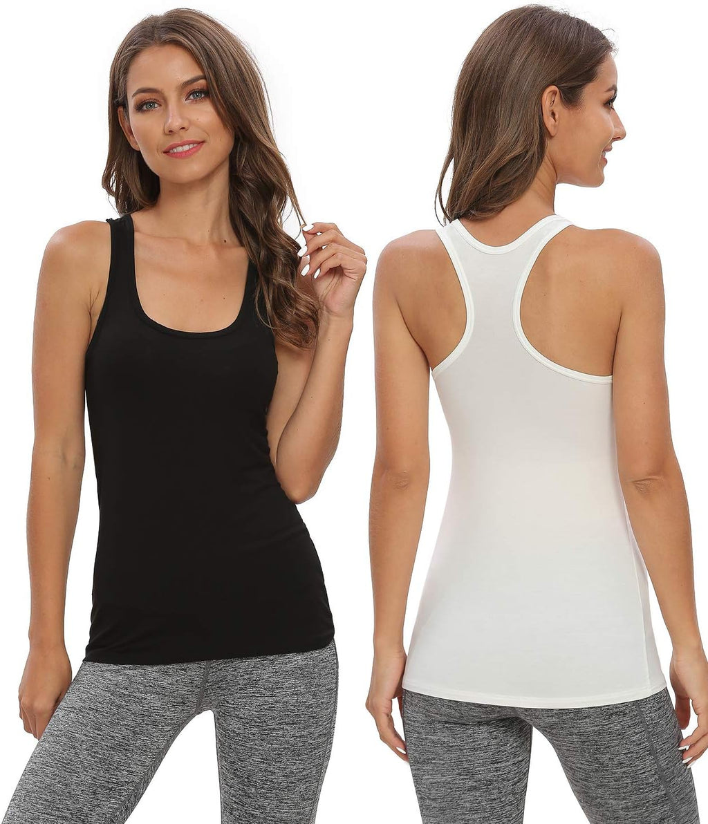 Racerback Workout Tank Tops for Women Basic Athletic Tanks Yoga Shirt Sleeveless Exercise Tops 4 Pack
