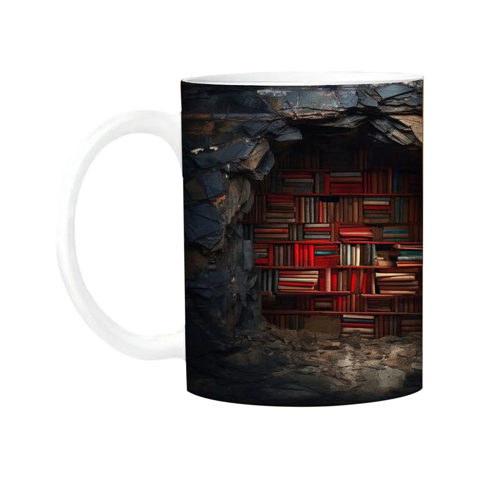 3D Bookshelf Mug 3D Library Bookshelf Mugs Book Lovers Coffee Mug,Creative Space Design Multi - Purpose Ceramic Mug, Cool Gifts for Readers Bookish 3D White Mug