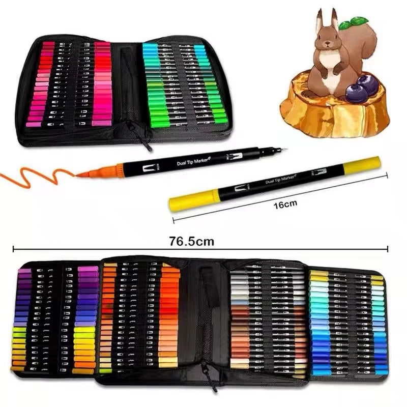 72/100/120/168Colors Markers Set Double Ended Manga Art Brush Pen Set Childrenschool Accessories Art Supplies Drawing Stationery