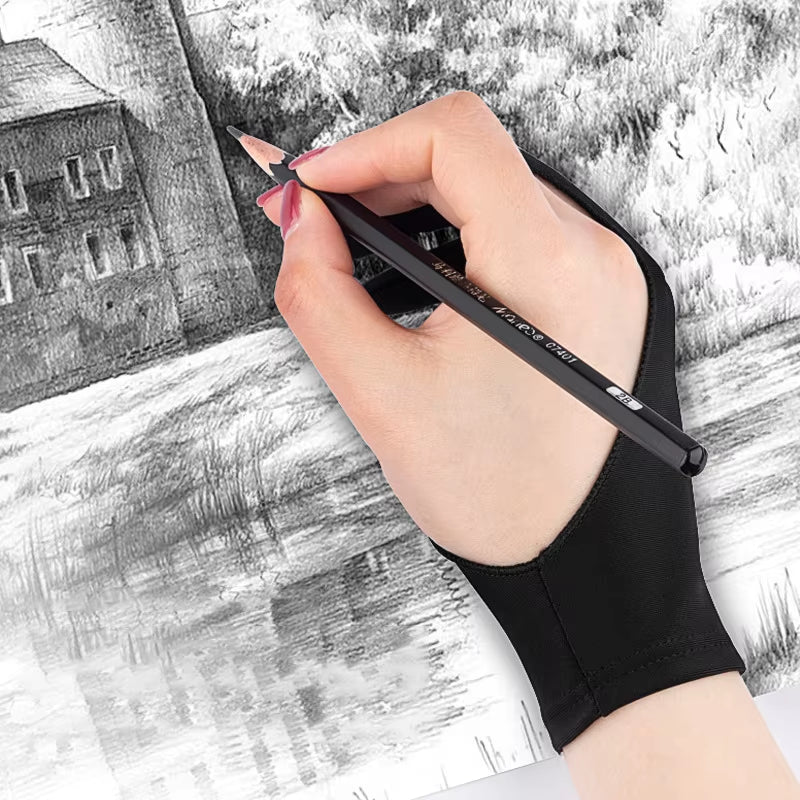 Anti-Touch Two-Finger Hand Painting Gloves for Tablet Digital Board Screen Touch Drawing Anti-Fouling Oil Painting Art Supplies