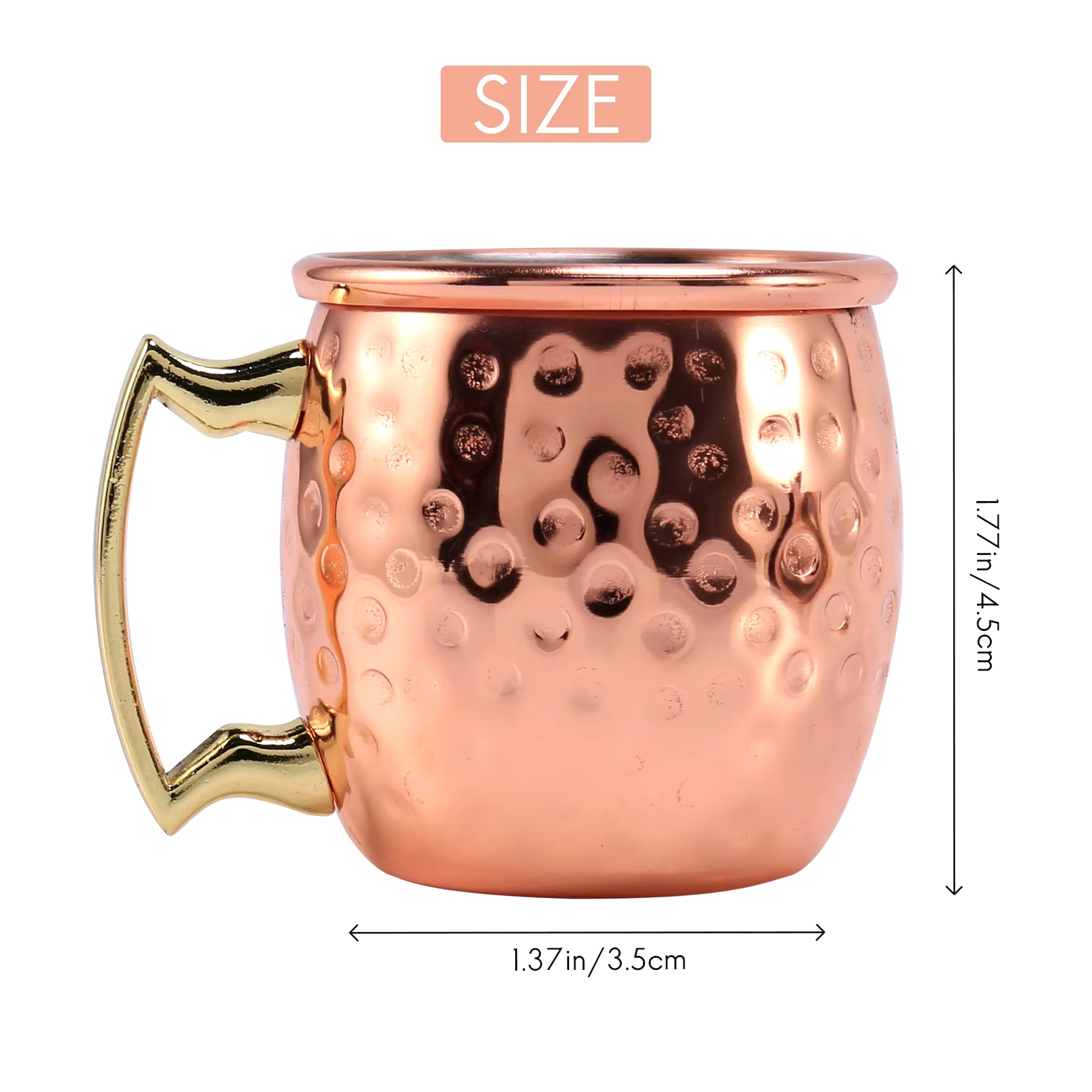 Mini 2-Ounce Stainless Steel Moscow Mule Mug Espresso Mini Mugs Copper Plated Mug Shot Mugs Set of 4