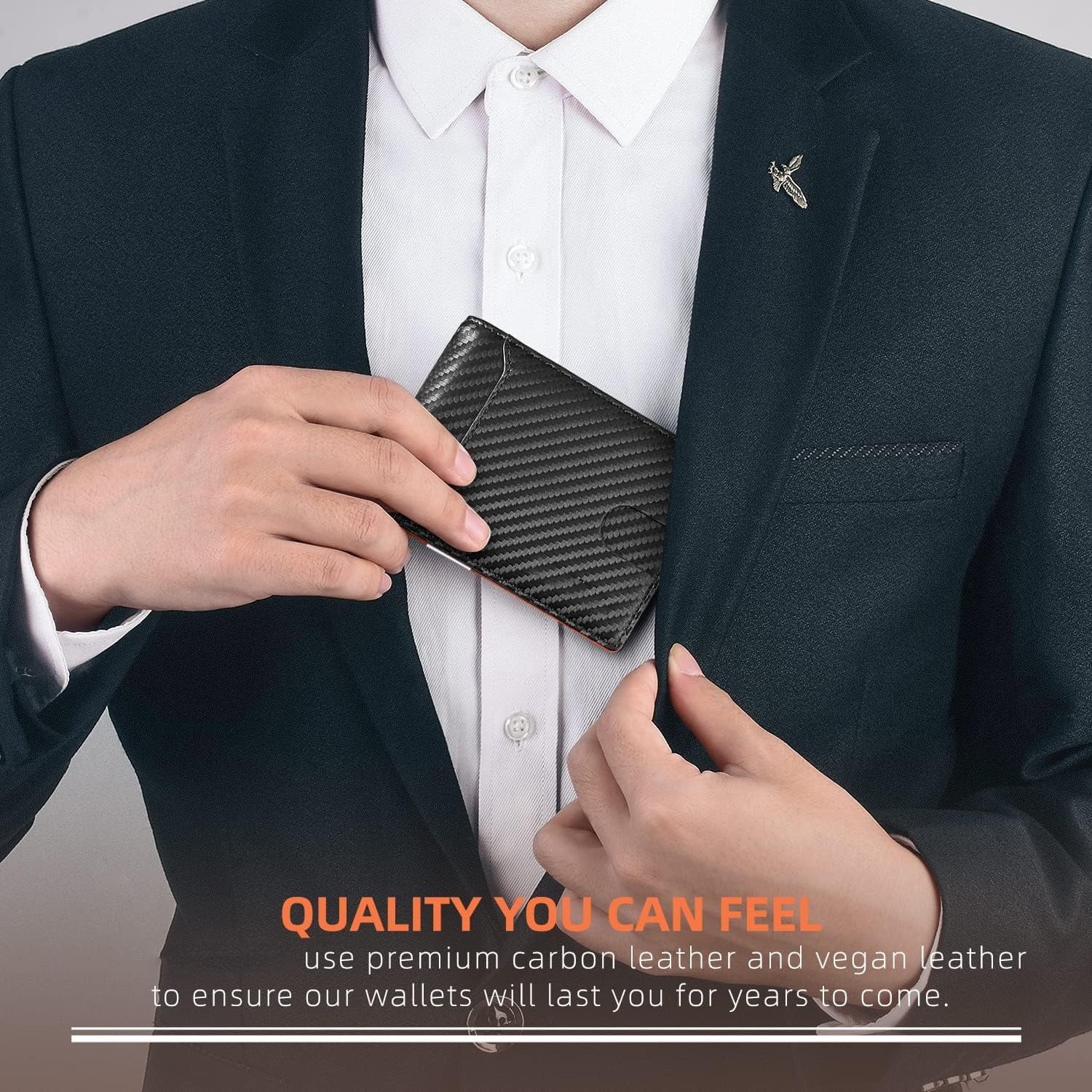 Wallet for Men Slim, Leather Mens Wallet RFID Blocking Credit Card Holder with Money Clip, Best Gift