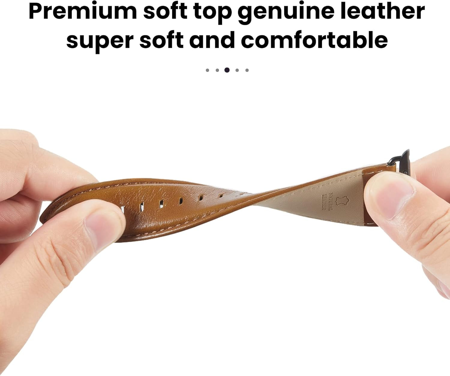 Compatible with Apple Watch Band 45Mm 44Mm 42Mm for Iwatch Bands Series 7, 6 5 4 3 2 1 SE, Genuine Leather Band Replacement Strap Wristband for Men (Brown)