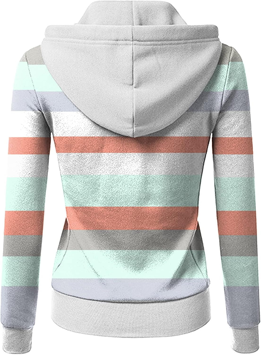 Women'S Casual Zip up Hoodies Tops, Fashion Stripe Comfy Long Sleeve Loose Fit Pocket Sweatshirt Coat for Ladies