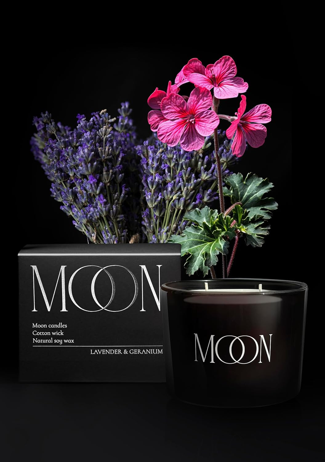 Scented Candles for Men & Women by  | Lavender Candle | Clean Non Toxic Candles | Soy Candles for Men | Lavender & Geranium Black Candles |