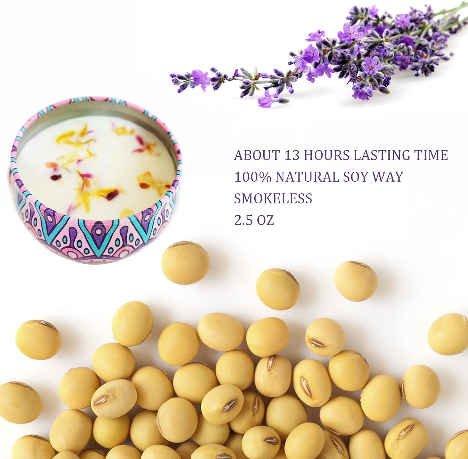 Scented Candles Gift Set - Aromatherapy Candles for Home, Portable Hotel Small Candles, Natural Soy Wax Tin Jar Candles for Yoga, Bath, 2.5 Oz Long Lasting Time Candles Gift for Women 2 Pack